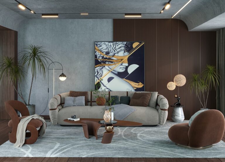 a living room filled with furniture and a painting on the wall — Photo by mahmoud azmy on Unsplash