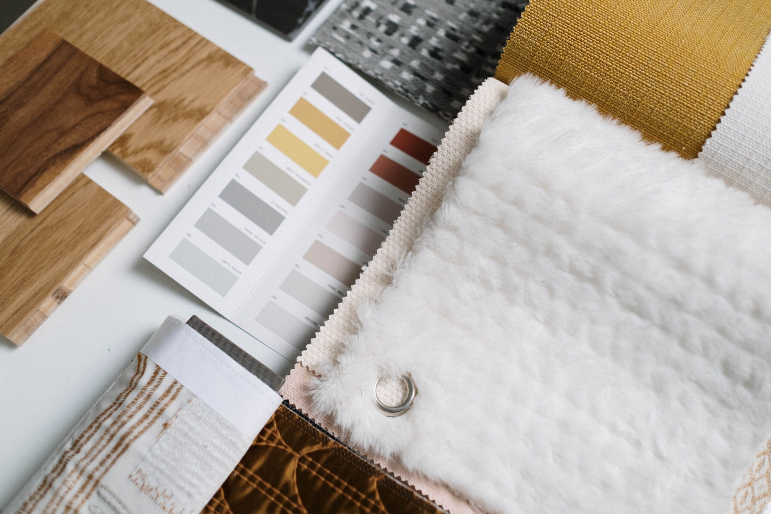 Inside the Mix 2 Flat-lay of swatches and finishes in natural window light.